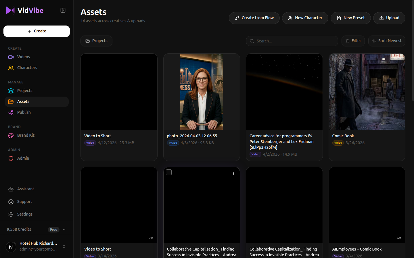 Assets page