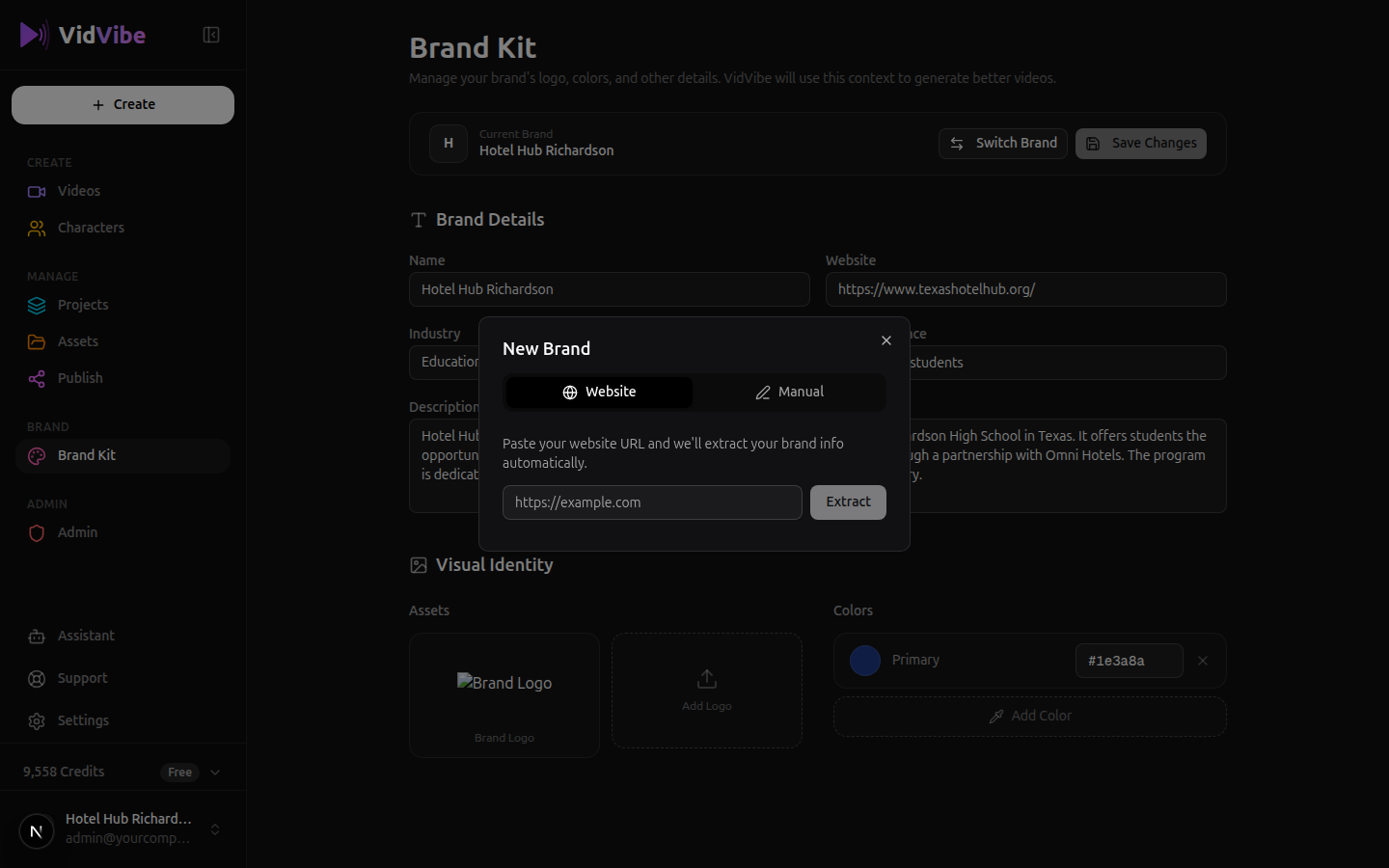 Create new brand modal