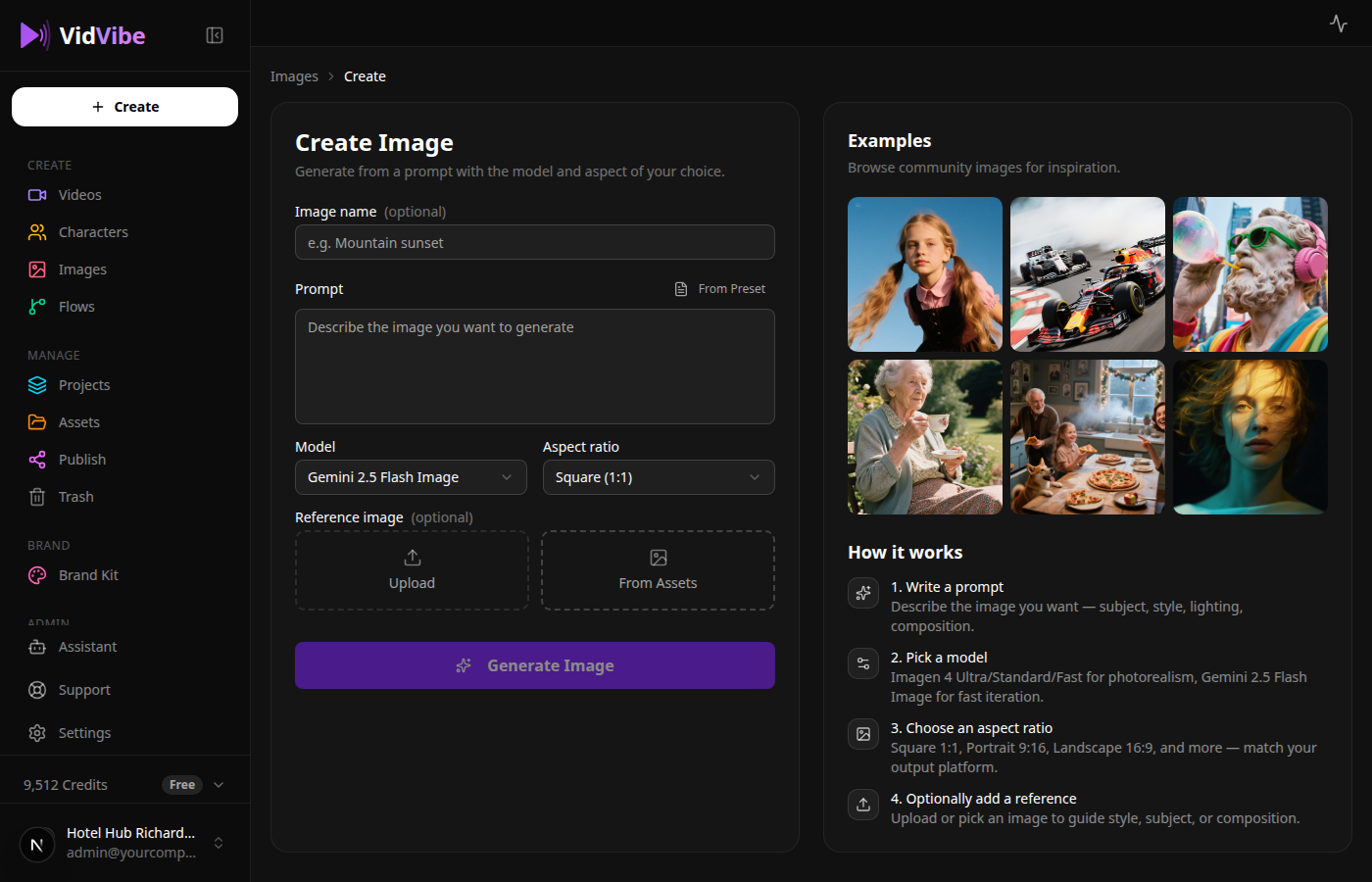 Create Image page