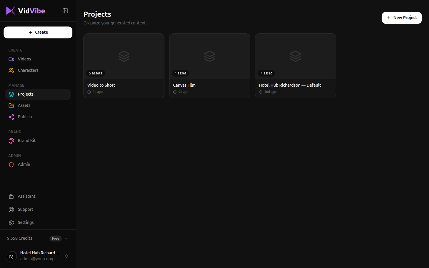 Projects page