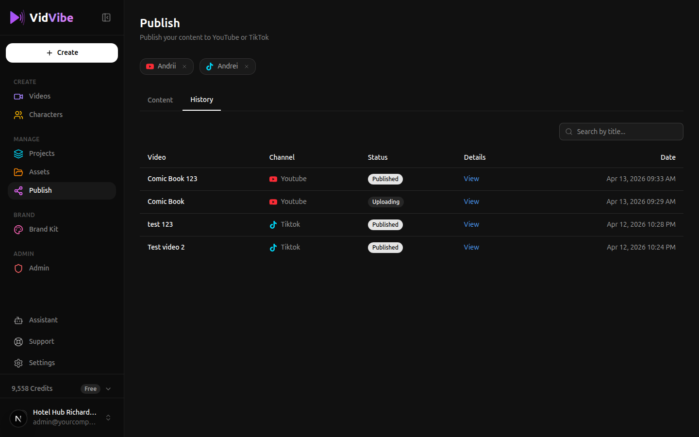 Publish history