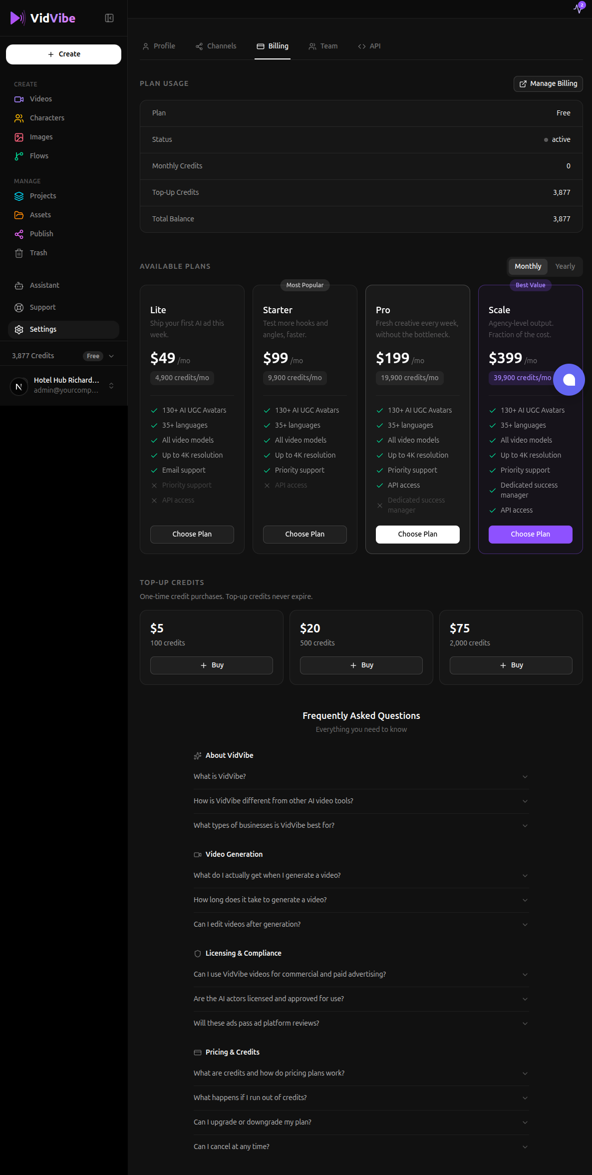 Billing tab