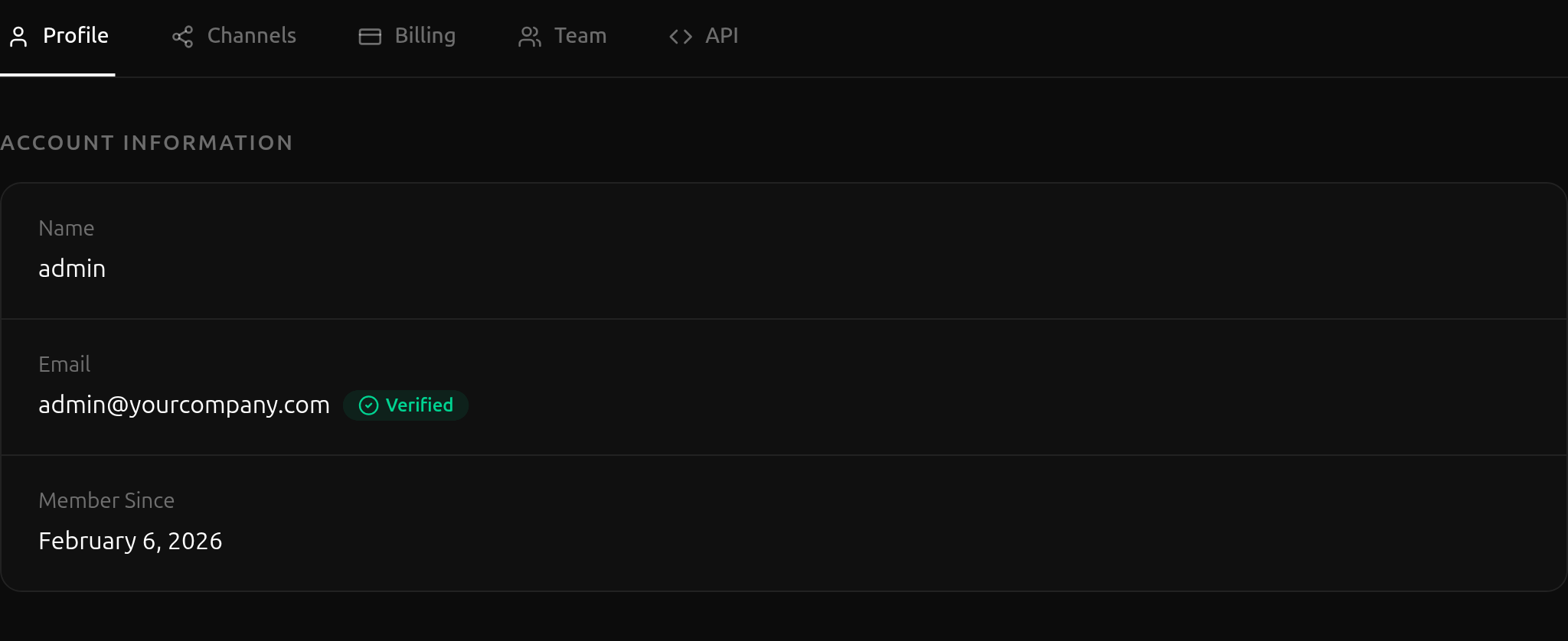 Profile tab