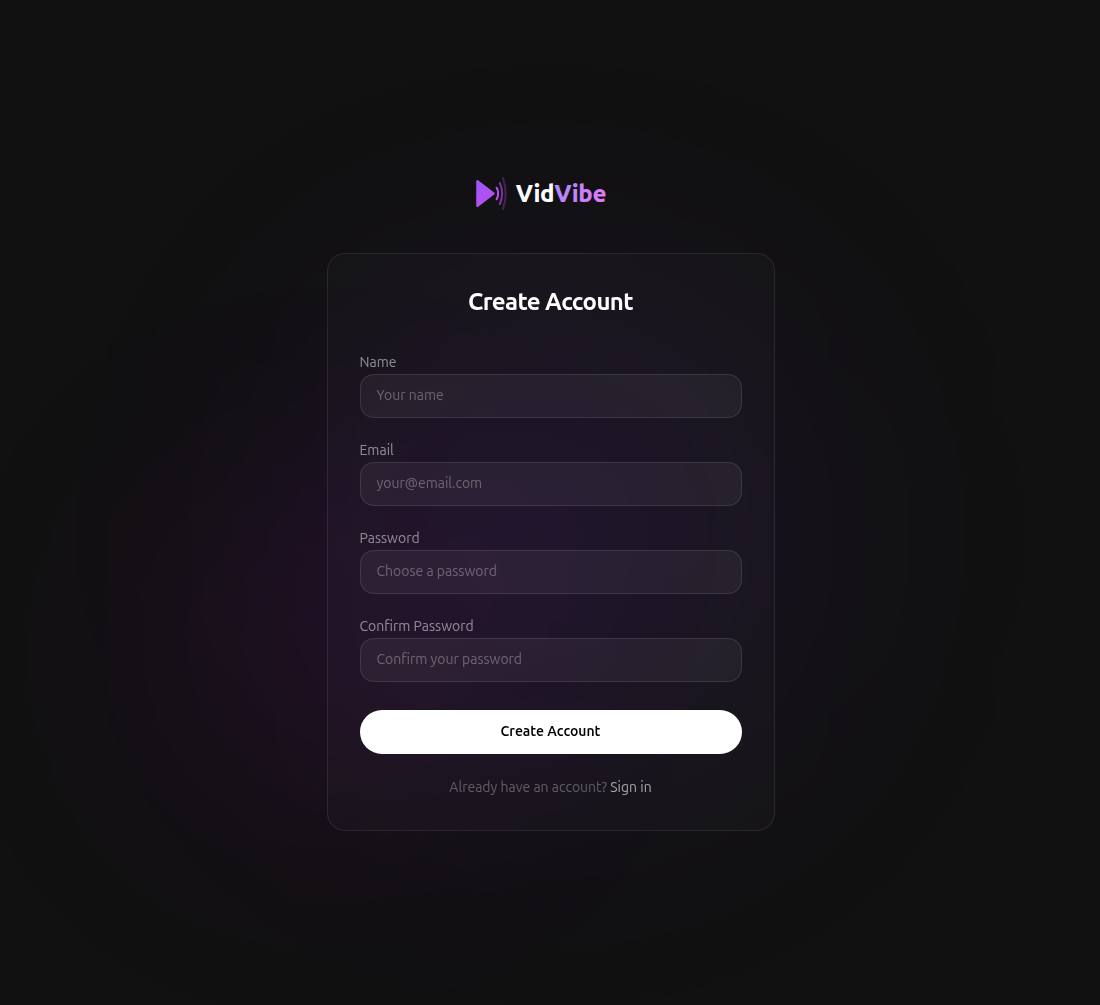 Create Account page