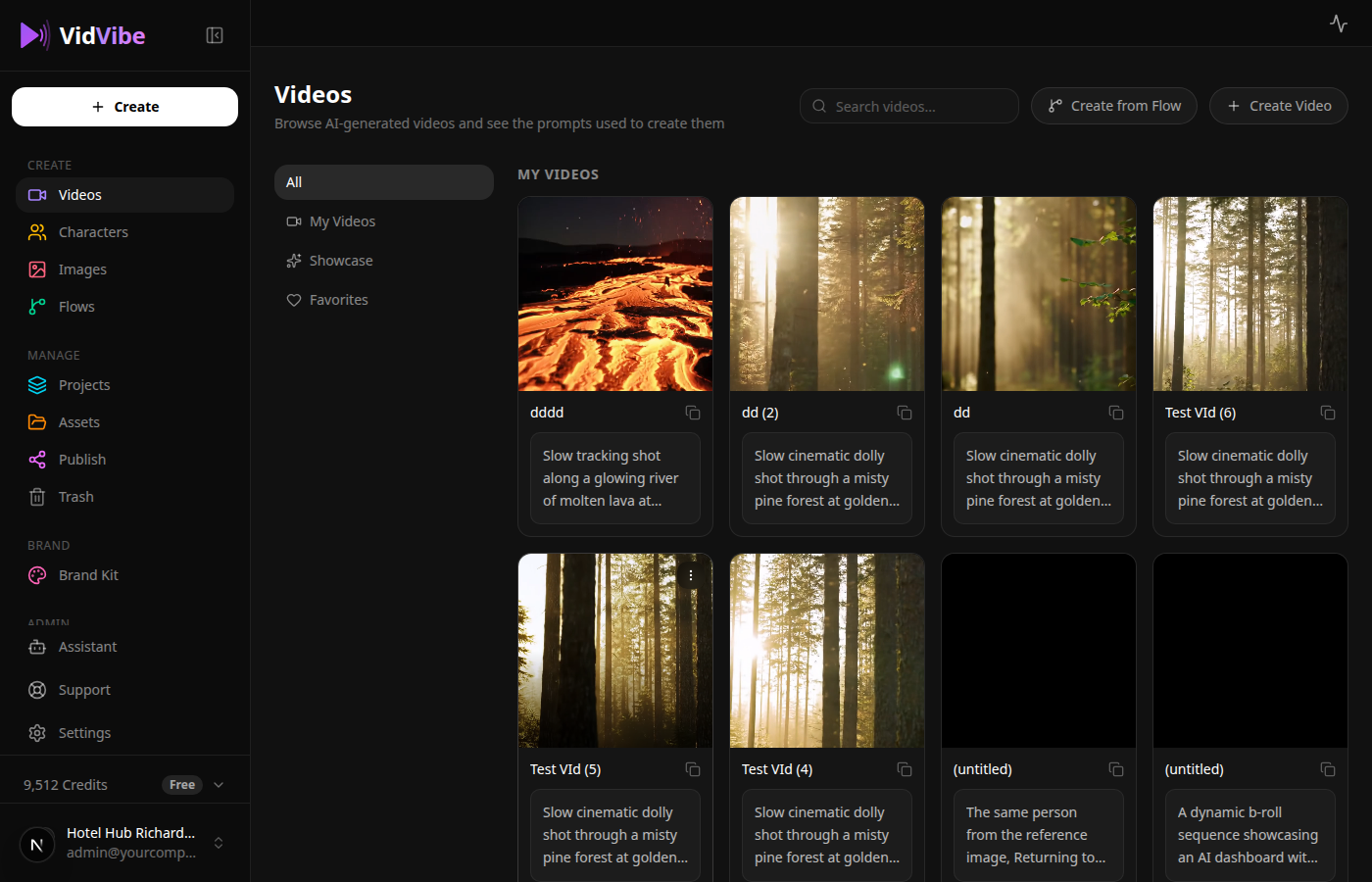 Videos page